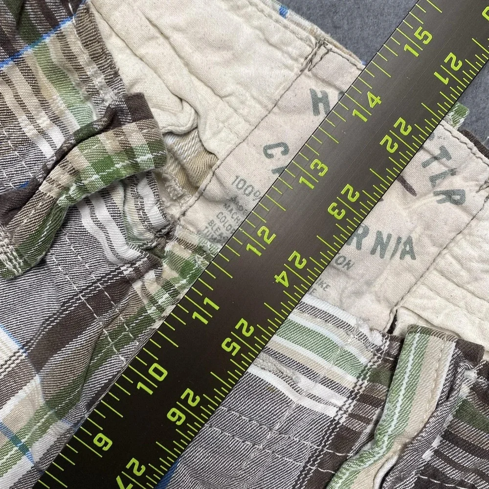 VTG Hollister Shorts Mens 30 Multicolor Plaid Chino Cotton Casual Flat Front y2k